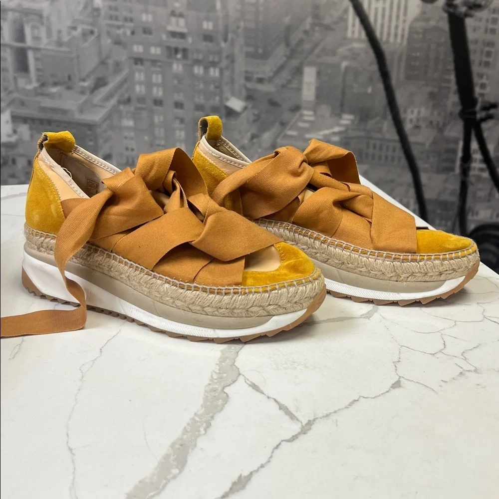 Free People x Gaimo Chapmin Espedrille Sneakers Yellow and Tan Sz 10